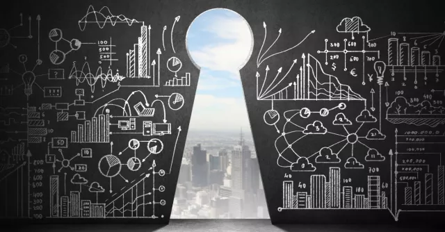 Keyhole surrounded by data symbolizing ITDR Plan