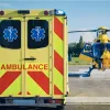 Ambulance next to a helicopter