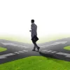 man at crossroads