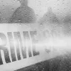 Crime scene tape in rain
