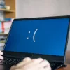 a computer showing the "blue screen of death"