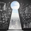 Keyhole surrounded by data symbolizing ITDR Plan